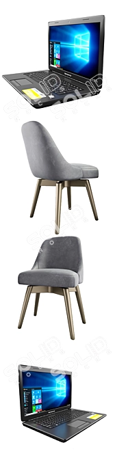 Retro-Chic Office Chair & Desk 3D model image 2
