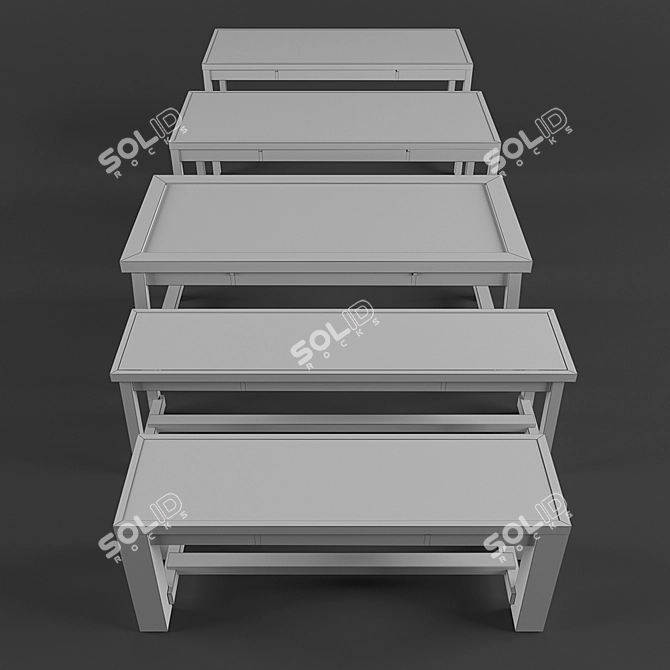 Rustic Wooden Cafe Table 3D model image 2