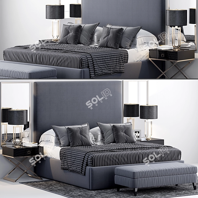 Luxury Sullivan Upholstered Bed 3D model image 1