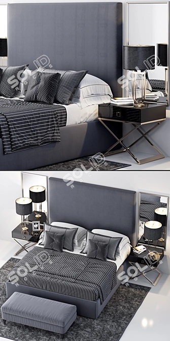 Luxury Sullivan Upholstered Bed 3D model image 2