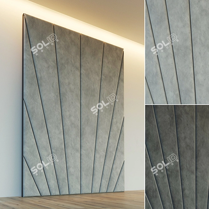 Elegant Soft Wall with Metal Moldings 3D model image 1