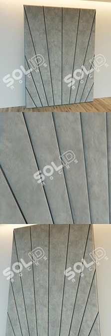 Elegant Soft Wall with Metal Moldings 3D model image 2