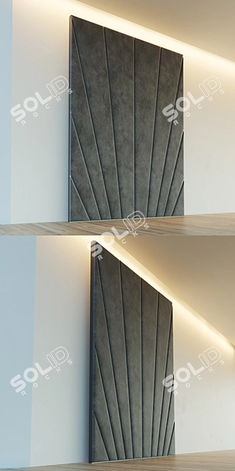 Elegant Soft Wall with Metal Moldings 3D model image 3