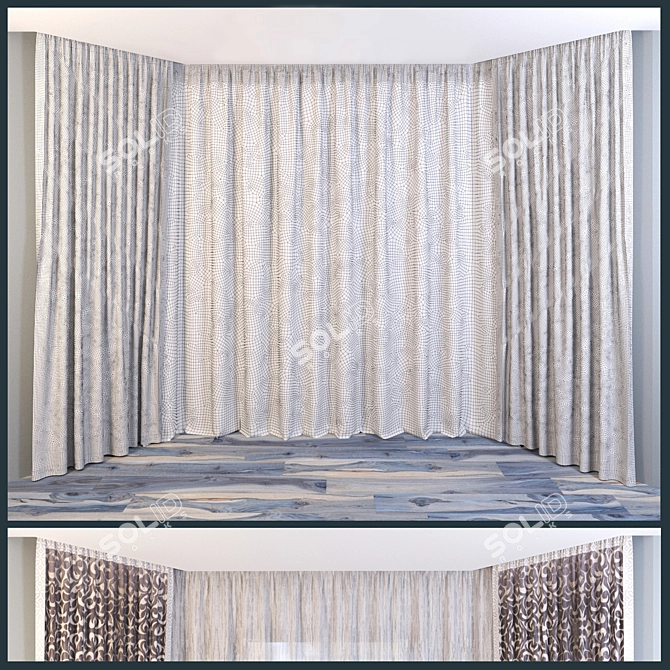TOGAS Textiles: Elegant Bay Window Curtains 3D model image 2