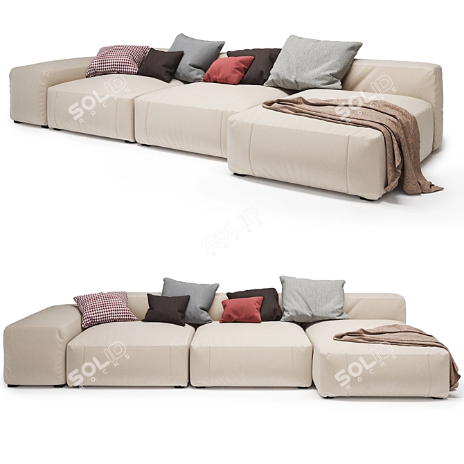 Blo Us Metal Sofa: Stylish Comfort 3D model image 1