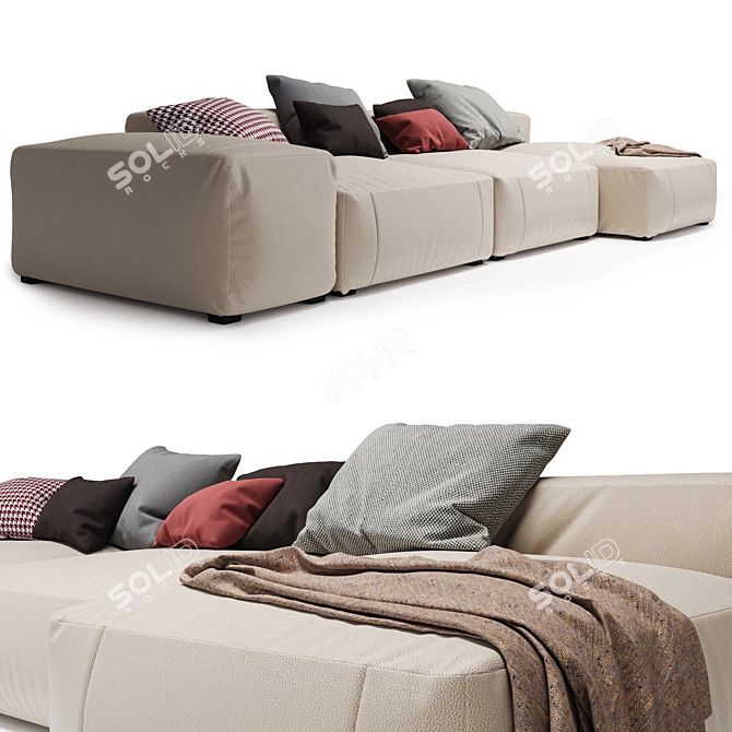 Blo Us Metal Sofa: Stylish Comfort 3D model image 2