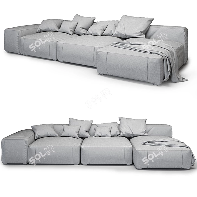 Blo Us Metal Sofa: Stylish Comfort 3D model image 3