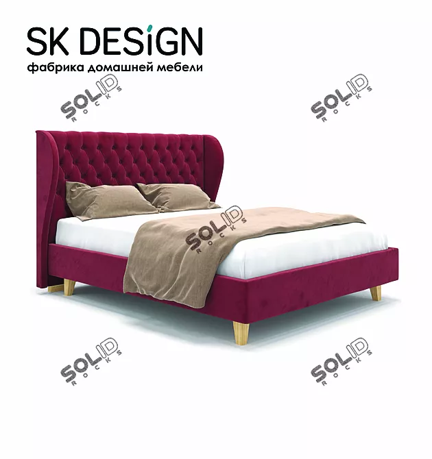 Lauren Upholstered Bed by SK Design 3D model image 1