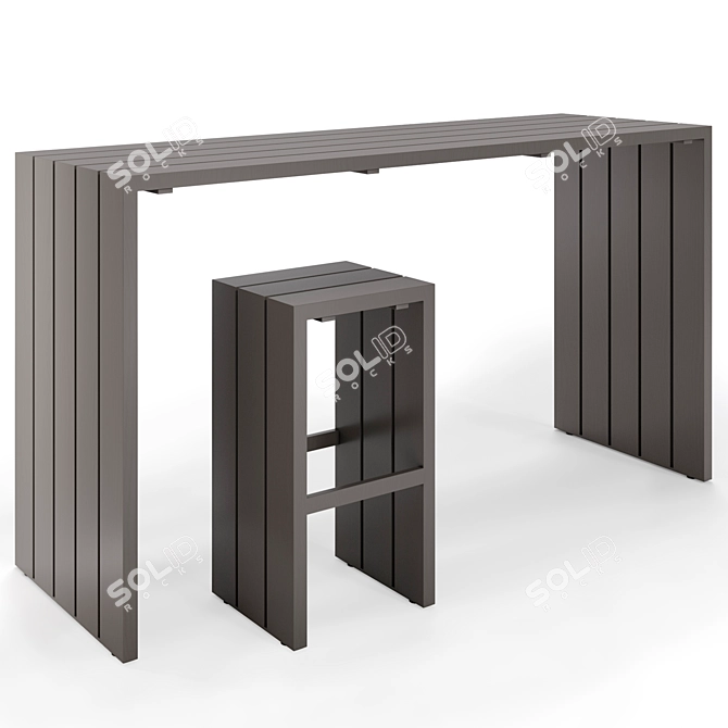 Sleek Samos Bar Table Set 3D model image 1
