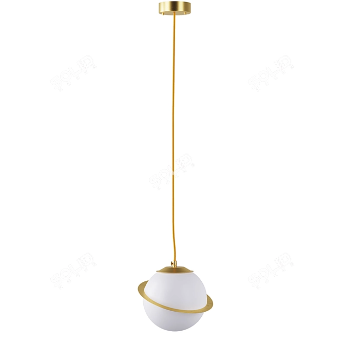 Vintage Brass Glass Globe B Lamp 3D model image 2