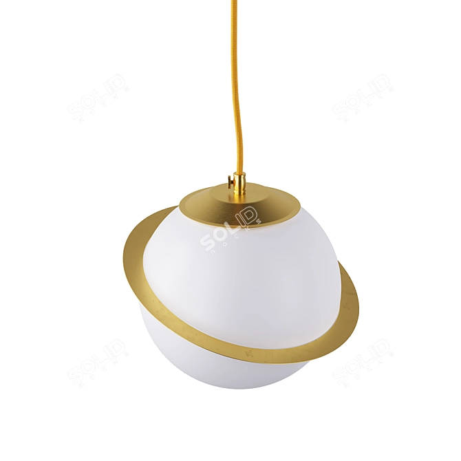 Vintage Brass Glass Globe B Lamp 3D model image 3