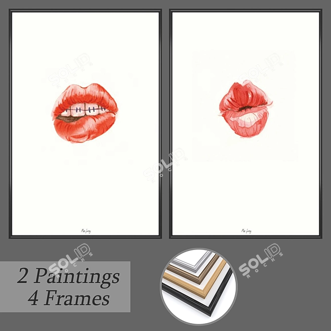 Versatile Set of 2 Wall Paintings 3D model image 1