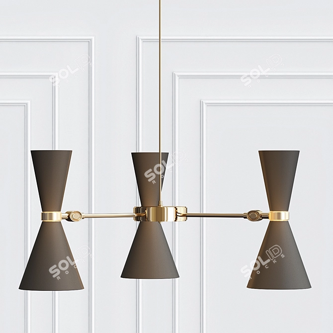 Modern Cairo Three-Arm Chandelier 3D model image 1