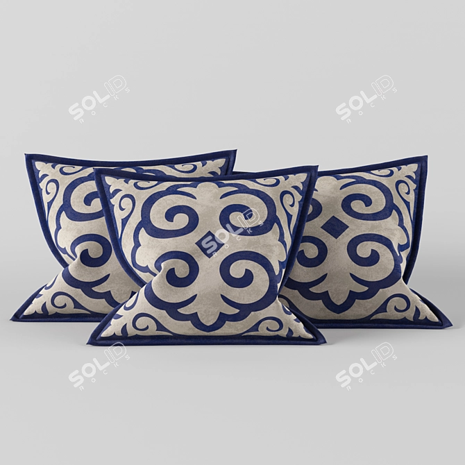 KZ Ornament Pillows: Traditional Kazakh Design 3D model image 1