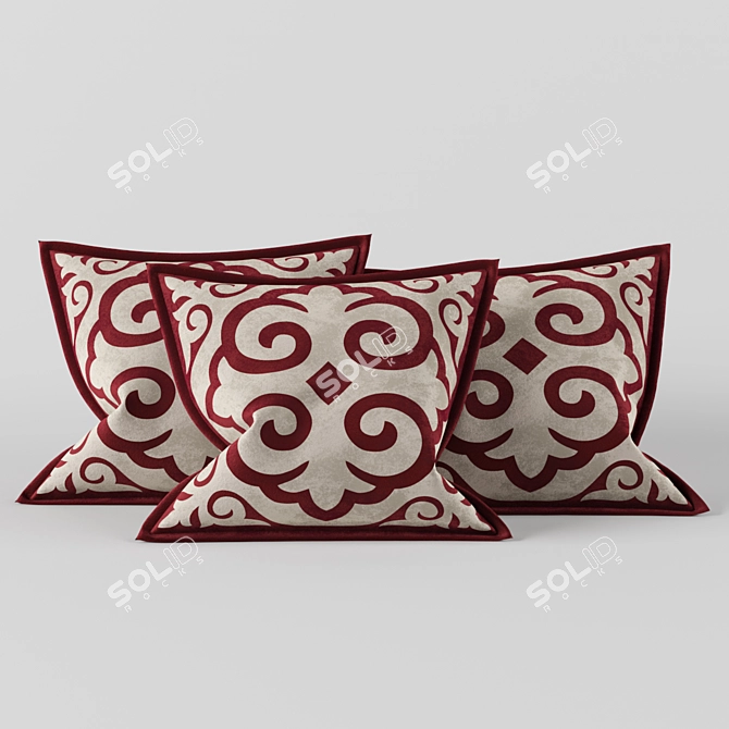 KZ Ornament Pillows: Traditional Kazakh Design 3D model image 2