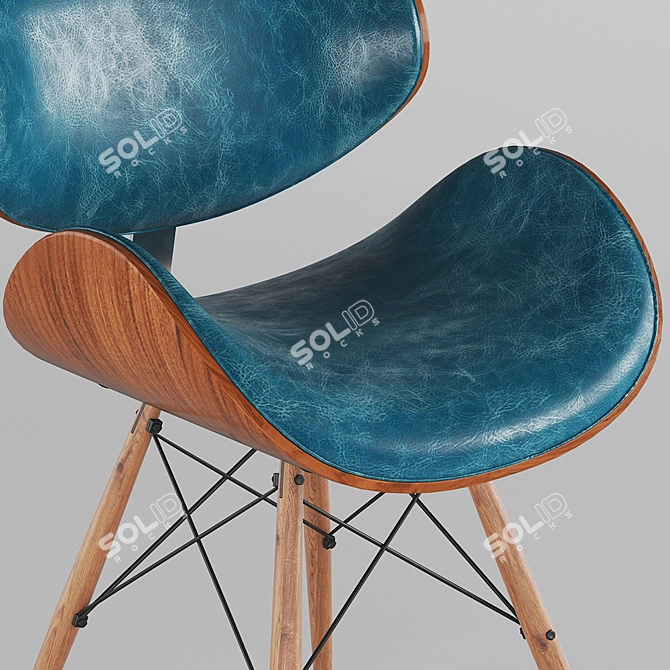 Mid-century Teal Accent Chair 3D model image 2