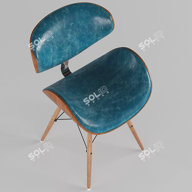 Mid-century Teal Accent Chair 3D model image 3