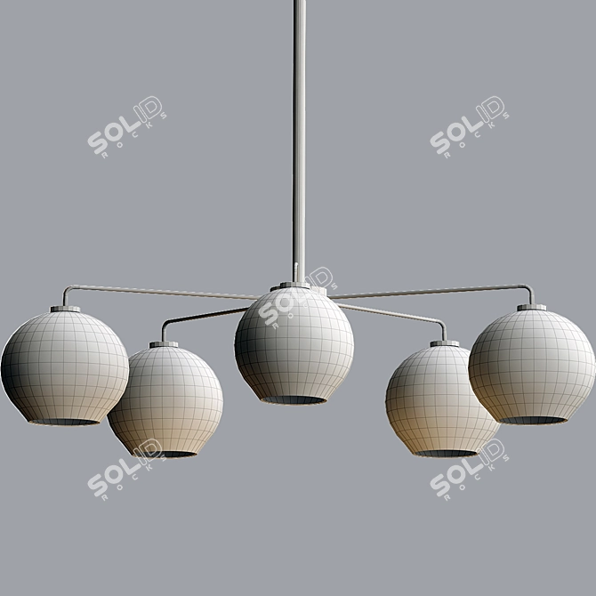 Elegant Gold and Black Glass Chandelier 3D model image 2