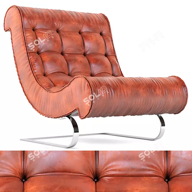 Retro Chic Balestra Lounge Chair 3D model image 1