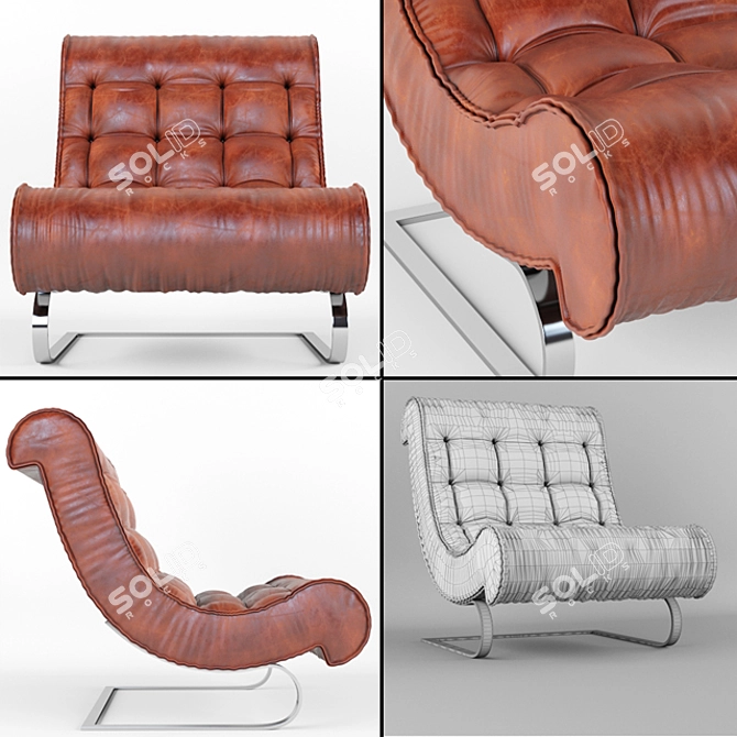 Retro Chic Balestra Lounge Chair 3D model image 2