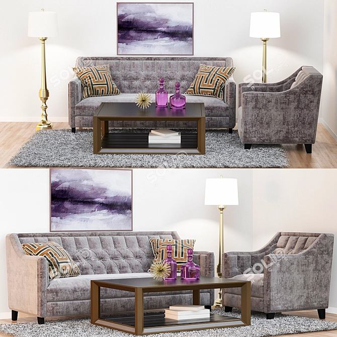 Elegant Modern Edmond Sofa 3D model image 1