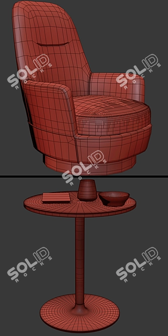 Minotti Jacques Armchair Set with Table 3D model image 3