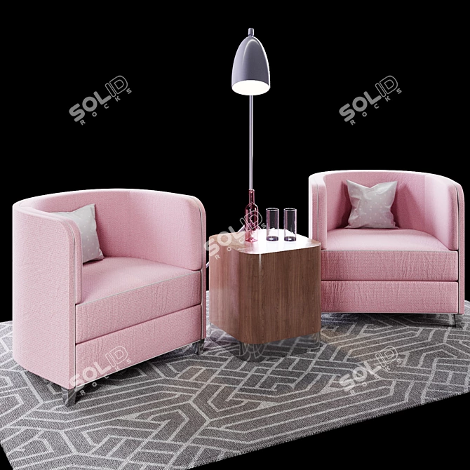 Langston OFS Chair Set: Elegant Furnishings for a Stylish Space 3D model image 1