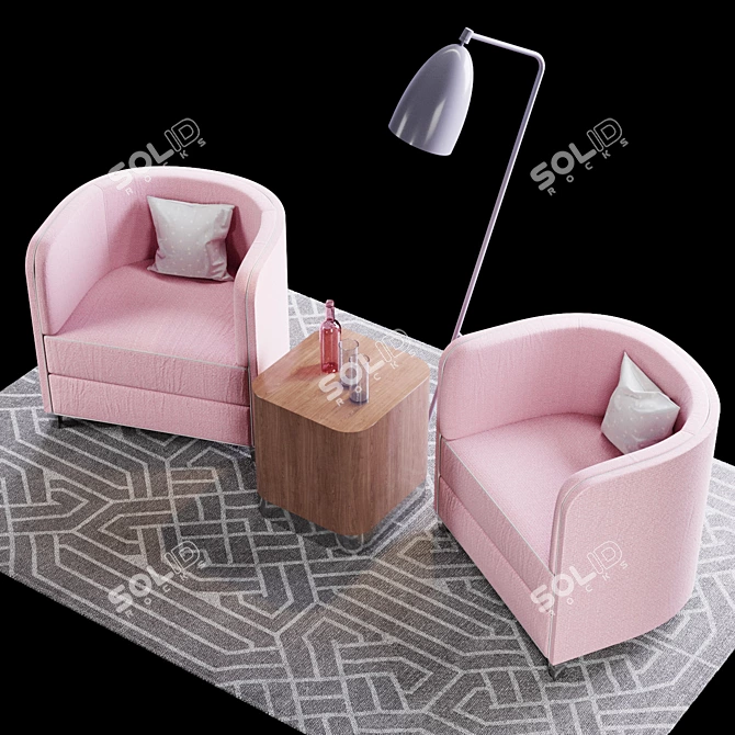 Langston OFS Chair Set: Elegant Furnishings for a Stylish Space 3D model image 2