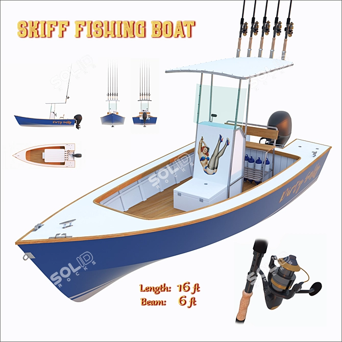 Versatile Skiff Fishing Boat 3D model image 1