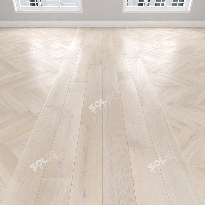 Cream Oak Parquet: Herringbone, Linear, Chevron 3D model image 1