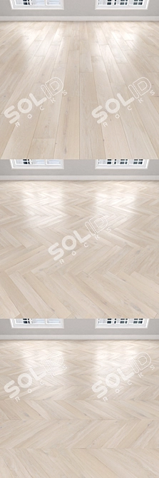 Cream Oak Parquet: Herringbone, Linear, Chevron 3D model image 2