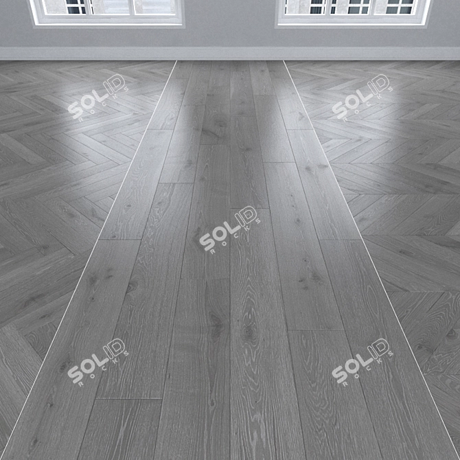 Gray Oak Parquet: Herringbone, Linear, Chevron 3D model image 1