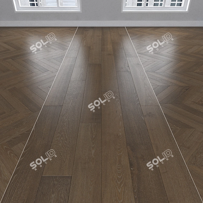 Earthy Oak Parquet: Herringbone, Linear, Chevron 3D model image 1