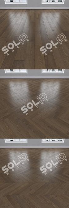 Earthy Oak Parquet: Herringbone, Linear, Chevron 3D model image 2