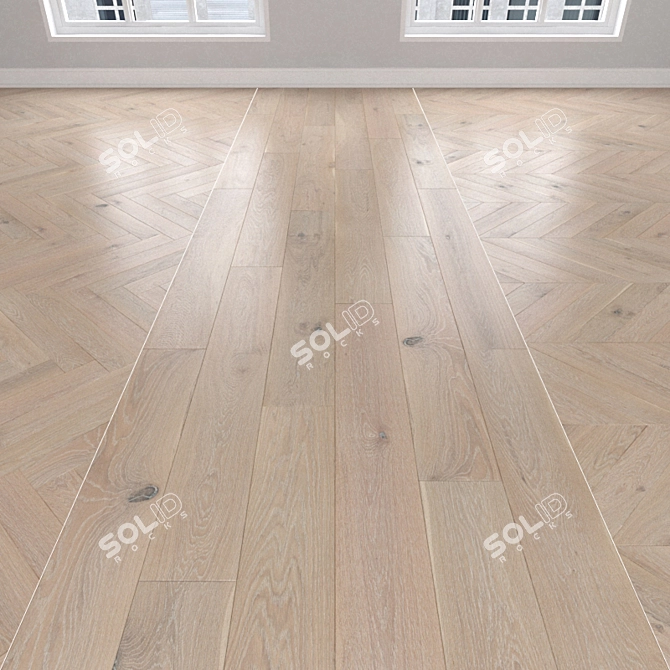 Oak Parquet Flooring: Herringbone, Linear & Chevron 3D model image 1