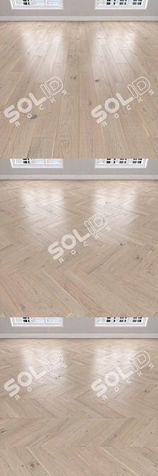 Oak Parquet Flooring: Herringbone, Linear & Chevron 3D model image 2