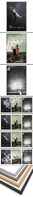 Versatile Set: 3 Wall Paintings with 4 Frame Options 3D model image 2