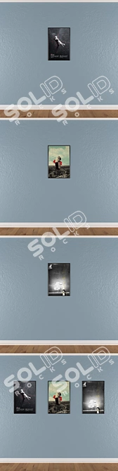 Versatile Set: 3 Wall Paintings with 4 Frame Options 3D model image 3