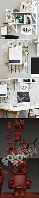 Modern Home Office Setup: Ikea LINNMON / FINWARD Table & More 3D model image 3