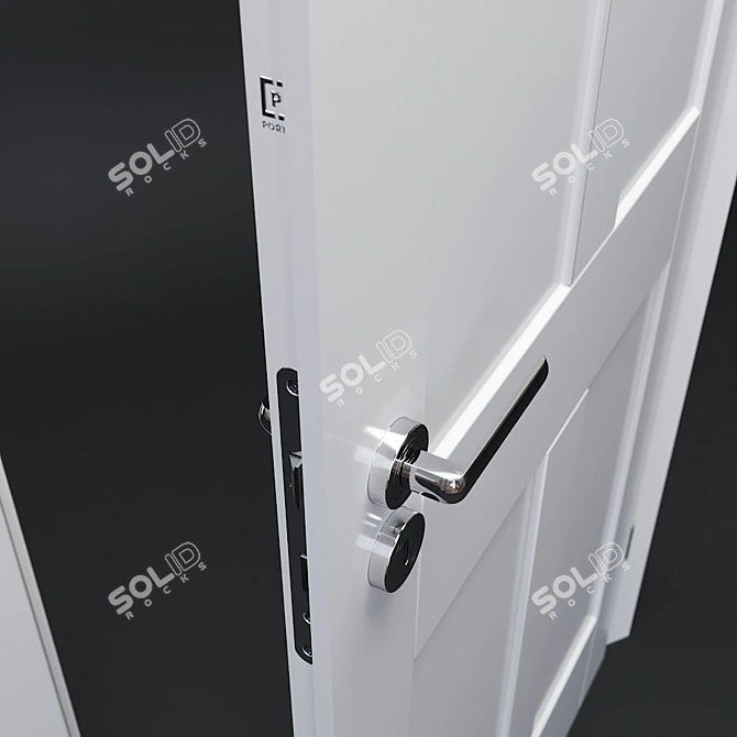 Elegant White Lacquered Doors 3D model image 2