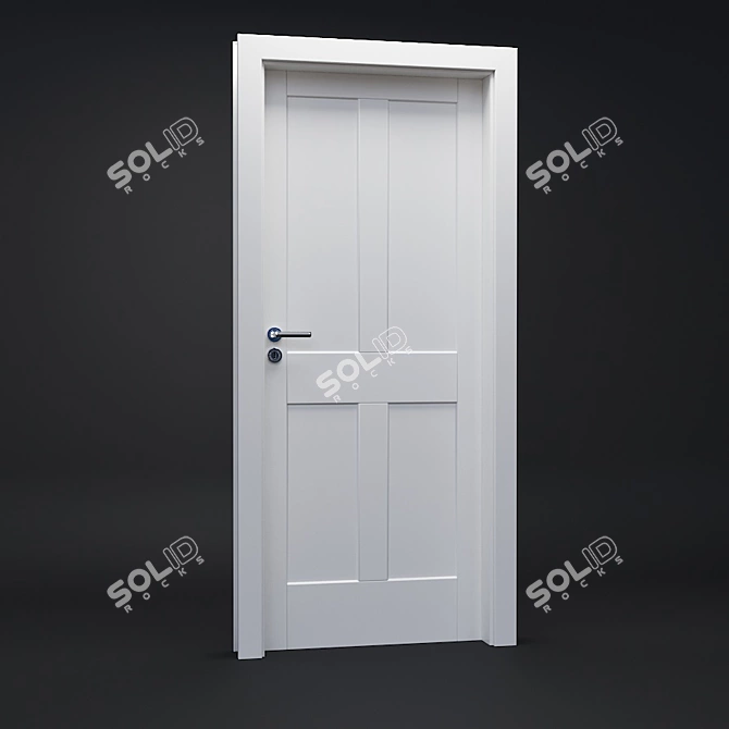 Elegant White Lacquered Doors 3D model image 3