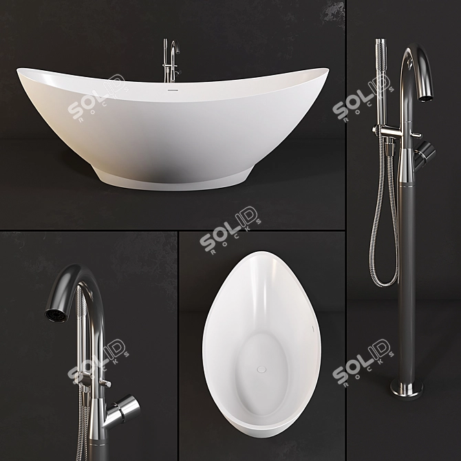 Luxurious Bathtub with Fantini Faucet 3D model image 1
