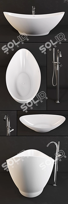 Luxurious Bathtub with Fantini Faucet 3D model image 2