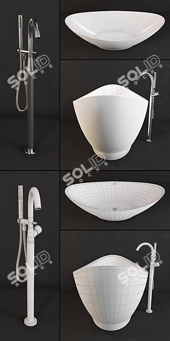 Luxurious Bathtub with Fantini Faucet 3D model image 3