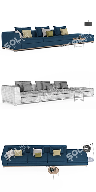 Luxurious Porada Sofa - Unwrap UVW & High-Quality Textures 3D model image 2