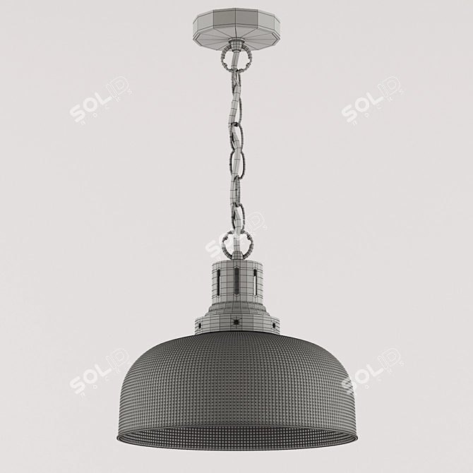 Sleek Nickel Pendant Light 3D model image 3