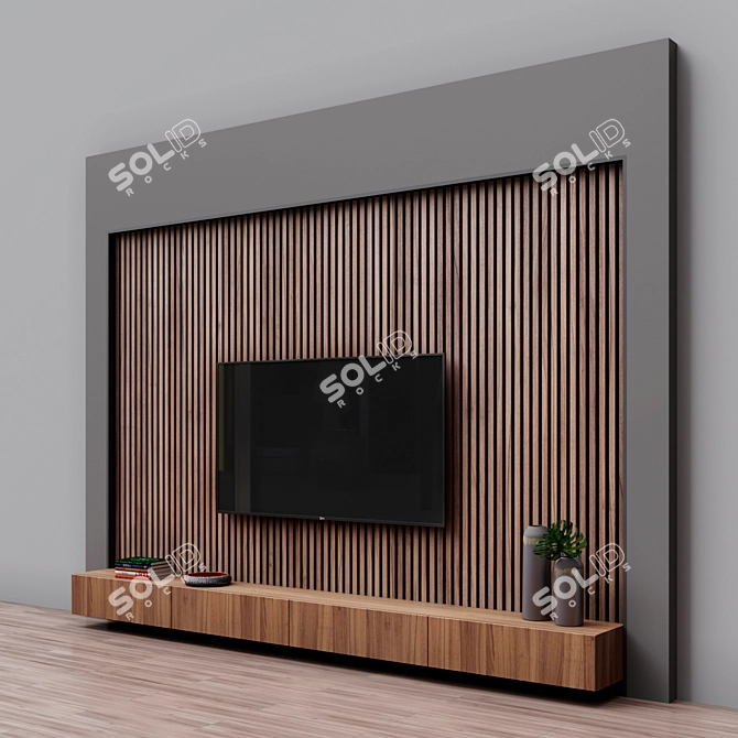 Zona 5 TV Stand - Chic & Spacious 3D model image 2