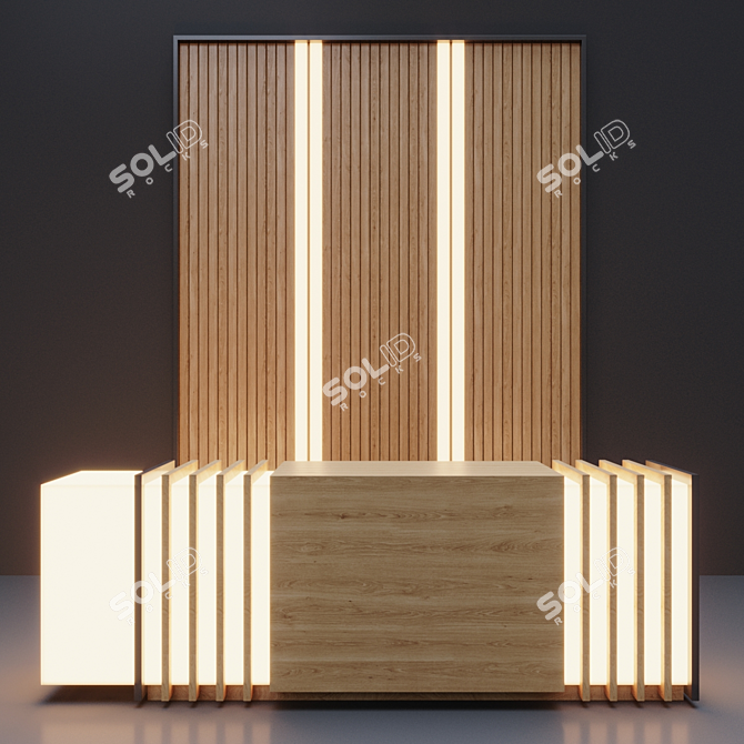 Modern Reception Desk: 3400mm Width 3D model image 1