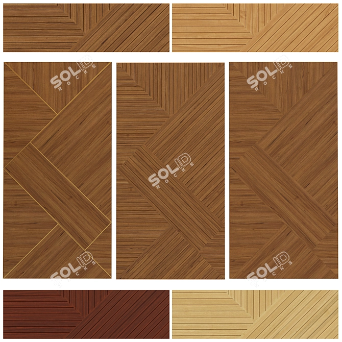 Veneer and Slats Decor Panel 3D model image 1