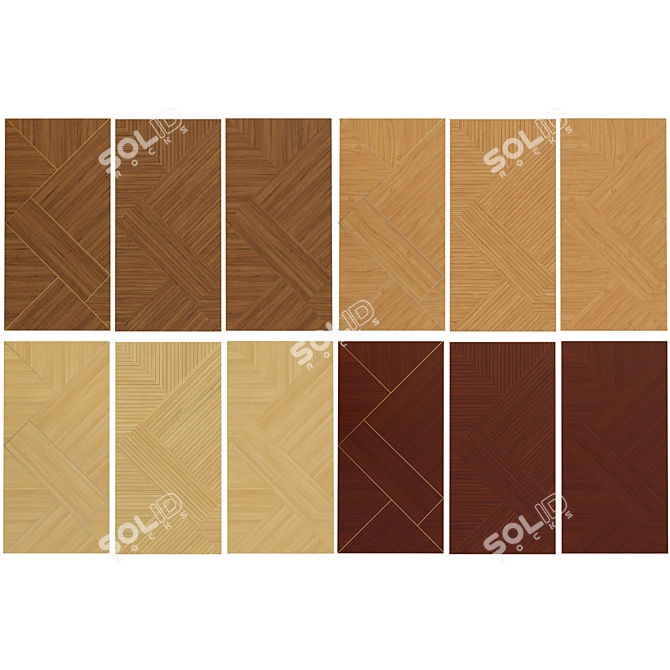 Veneer and Slats Decor Panel 3D model image 2